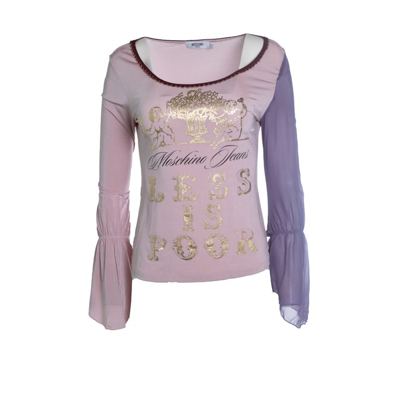 Moschino Jeans, Pink Top With Fluttered Sleeves